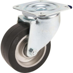 Pasukamas ratukas, guminis ratas: Ø100x40mm, plokštelės tvirtinimas: 105x85mm. Apkrova: 200kg, Tente 3470IEP100P62.