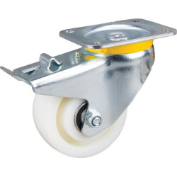 Pasukamas ratukas, poliamidinis ratas: Ø125x50mm, su stabdžiu, plokštelės tvirtinimas: 137x105mm. Apkrova: 700kg, Tente 4687TOP1