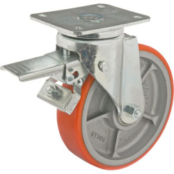 Pasukamas ratukas, poliuretano ratas: Ø200x50mm, su stabdžiu, plokštelės tvirtinimas: 140x110mm. Apkrova: 830kg, Ro-Carr WH700P2