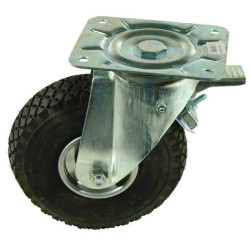 Pasukamas ratukas, pneumatinė padanga: Ø260x85mm, su stabdžiu, plokštelės tvirtinimas: 200x160mm, apkrova: 180kg, Ro-Carr WH50PN