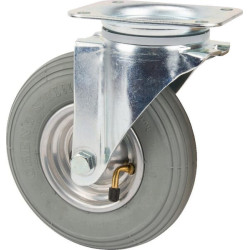 Pasukamas ratukas, guminis ratas: Ø200x50mm, plokštelės tvirtinimas: 137x105mm. Apkrova: 75kg, Tente 3470DPR200P63.