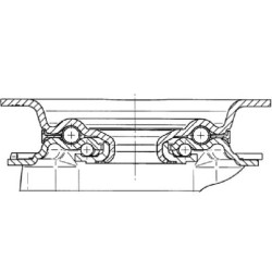 Pasukamas ratukas, guminis ratas: Ø200x50mm, plokštelės tvirtinimas: 137x105mm. Apkrova: 75kg, Tente 3470DPR200P63.