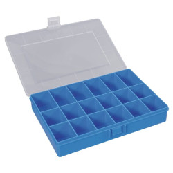 Asortimento dėžė 250x170x46mm, mėlynas polipropilenas, 18 skyrių, Hünersdorff WE6083