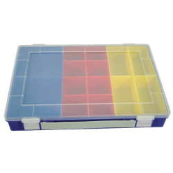 Asortimento dėžė 335x225x55mm, mėlyna polipropileno, 14 skyrių, Hünersdorff WE6008