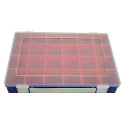 Asortimento dėžė 335x225x55mm, mėlyna, polipropileno, 24 skyriai, Hünersdorff WE6009