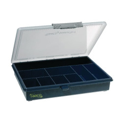 Asortimento dėžė 240x195x43 mm, 2 l talpos, mėlynos/pilkos spalvos polipropileno, 9 skyriai, PSC 5-9, Raaco 136150