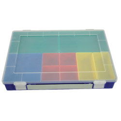 Asortimento dėžė 335x225x55mm, mėlynas polipropilenas, 9 skyriai, Hünersdorff WE6006