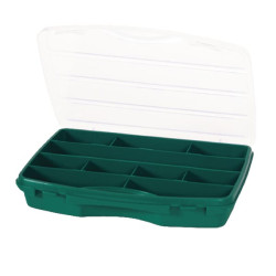 Asortimento dėžutė 192x256x42 mm, žalias polipropilenas, 10 skyrių, 21-10, gamintojas Tayg 021008TAY