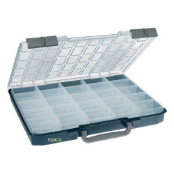 Asortimento dėžė 413x330x57 mm, 10 l talpos, mėlynos/pilkos spalvos polipropileno, 25 skyriai, Carry-Lite 55-25/1, Raaco 136297