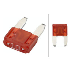 Saugiklis Mini peiliukas 10A Ilgis 19mm raudonas Pakuotėje 5vnt. Hella 8JS728596821