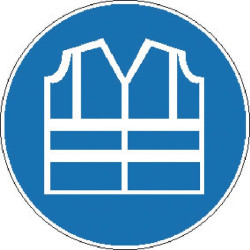 Lipdukas privalomas ženklas AAP apsauginė liemenė Ø100mm Brady WB803706