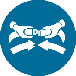 Lipdukas, privalomas transporto priemonės saugos diržo Ø100 mm, Brady WB222753 ženklas