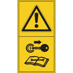 Lipdukas, įspėjamasis ženklas, išjunkite mašiną atliekant techninę priežiūrą, 50x96 mm, Brady WB804014