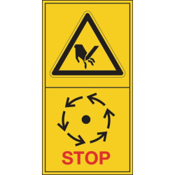 Lipdukas įspėjamasis ženklas mašinoms sukamųjų pjovimo paviršių 50x96mm Brady WB804010