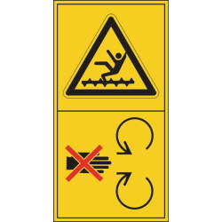 Įspėjamasis ženklas apie pavojų įsipainioti į mašinas, 50x96 mm, Brady WB804012