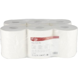 Popierinis rankšluostis, baltas ritinėlis, 21 cm x 125 m, 2 sluoksnių, išorinis Ø200 mm, reljefinis, 6 ritinėliai CP21102KR