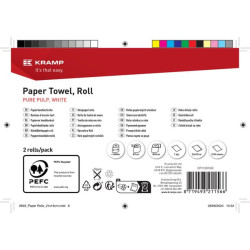 Popierinis rankšluostis, baltas ritinėlis, 23 cm x 1000 m, 1 sluoksnio, išorinis Ø370 mm, įspaustas, 2 ritinėliai CP11201KR