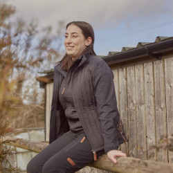 Hibridinė/flisinė moteriška striukė, tamsiai pilka, XL KW506301911056