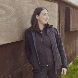 Hibridinė/flisinė moteriška striukė, tamsiai pilka, 2XL KW506301911060