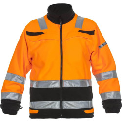 Flisinė striukė, oranžinės-juodos spalvos, 2XL dydis, JK: 44/EU: 58-60, madinga didelio matomumo linija, Torgau, Hydrowear, 0402