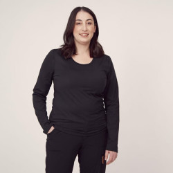 Ilgomis rankovėmis moteriškas marškinėliai, juodi XS KW507102201034