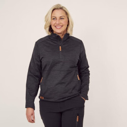 Flisiniai marškinėliai su užtrauktuku 1/2, moteriški, tamsiai pilki, 2XL KW5011101811060