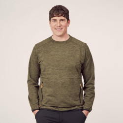 Vyriški flisiniai marškinėliai su O formos iškirpte, alyvuogių spalvos XS KW506101802046