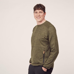 Vyriški flisiniai marškinėliai su O formos iškirpte, alyvuogių spalvos, 4XL KW506101802066