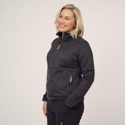 Moteriški flisiniai marškinėliai su užtrauktuku 1/2, tamsiai pilki, L KW5011101811054