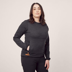 Moteriški flisiniai marškinėliai su O formos iškirpte, tamsiai pilki, L KW506701811054