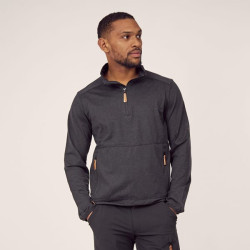 Vyriški flisiniai marškinėliai su užtrauktuku 1/2, tamsiai pilki M KW5011001811050