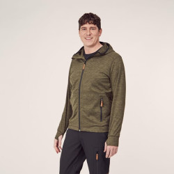 Užtrauktuku užsegamas flisinis megztinis su gobtuvu. Vyrams, alyvuogių spalvos, XS KW5011201802046