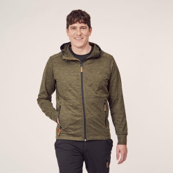 Užtrauktuku užsegamas flisinis megztinis su gobtuvu. Vyrams, alyvuogių spalvos, XL KW5011201802056