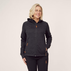 Užtrauktuku užsegamas flisinis megztinis su gobtuvu, moteriškas, tamsiai pilkos spalvos, M KW5011301811050