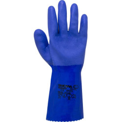 Darbo pirštinės mėlynos medvilninės, 30 cm ilgio, 9/L dydis 660, „Showa HS6609“.