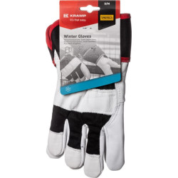 Darbinės pirštinės, juodos-baltos, odinės/medvilninės, 8/M dydis, „Protect by Kramp“ KG0600308