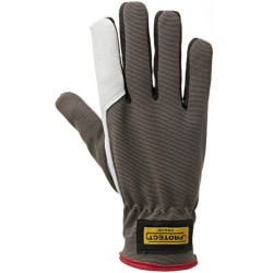 Darbinės pirštinės pilkai baltos odos/elastano/poliesterio, 8/M dydis, „Protect by Kramp“ KG0301108