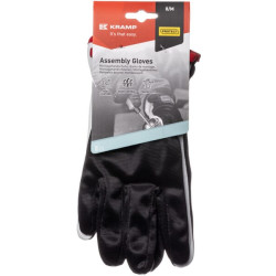 Darbinės pirštinės, juodos-baltos, odinės/poliesterinės, 9/L dydis, „Protect by Kramp“ KG0101509