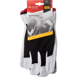 Darbinės pirštinės, juodos-baltos, odinės/elastaninės, 11/2XL dydis, „Protect by Kramp“ KG0301011