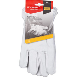 Darbinės pirštinės, juodos-baltos, odinės/elastaninės, 7/S dydis, „Protect by Kramp“ KG0301007