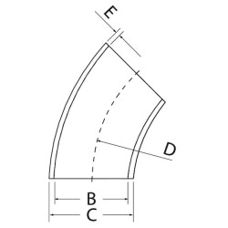 Alkūnė 45° 1 1/2" 48,3x2,6 mm FG450112