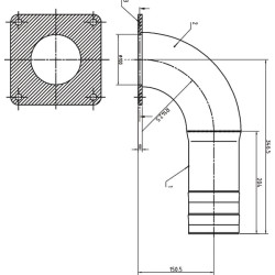 90° alkūnė + flanšas + žarnos galas 4" 4304090Z