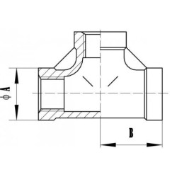 T formos detalė iš nerūdijančio plieno, 3xF 1/4" FG13014RVS