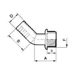Žarnos antgalis 45° 40 mm x 1 1/2" M 114640