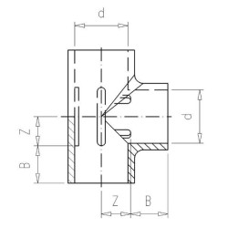 PVC T formos jungtis 110x110x110mm 7110122
