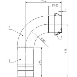 5 colių 90° žarnos alkūnė su išoriniu sriegiu 5104090Z