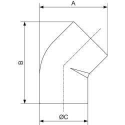 Prevost alkūnė, išorinė/vidinė 20 mm, 45°, PVR4CE20