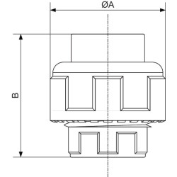 „Prevost“ jungtis, 3 vnt., 25 mm, išorinė/vidinė sriegis, PVR3UN25