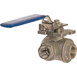 Trijų padėčių rutulinis vožtuvas L 3/8" nerūdijančio plieno BV3L38FSS