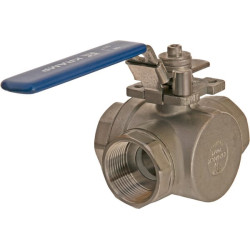 Trijų padėčių rutulinis vožtuvas T 1 1/4" nerūdijančio plieno BV3T114FSS